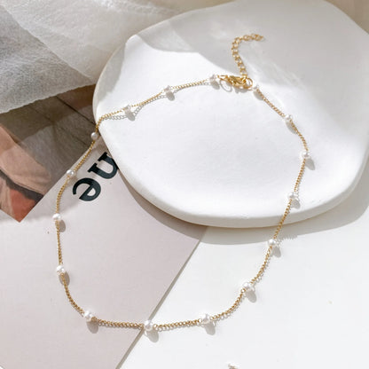 LATS Beads Kpop Pearl Choker: Elegant Gold Color Necklace for Girls