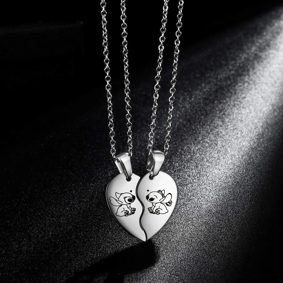 Lilo & Stitch Love: Stainless Steel Stitch Heart Pendant Necklace