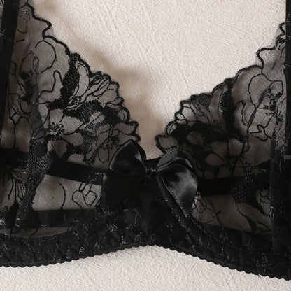 Embroidered Black Lingerie Set