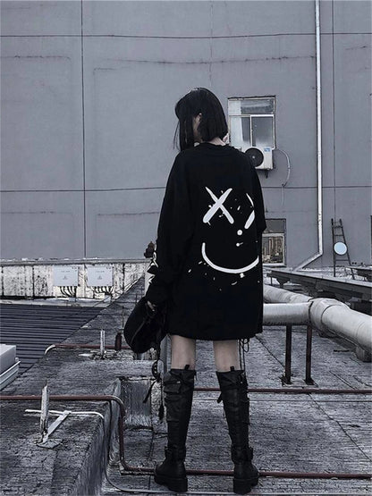 Harajuku Alt Emo Oversized Long Sleeve Tee