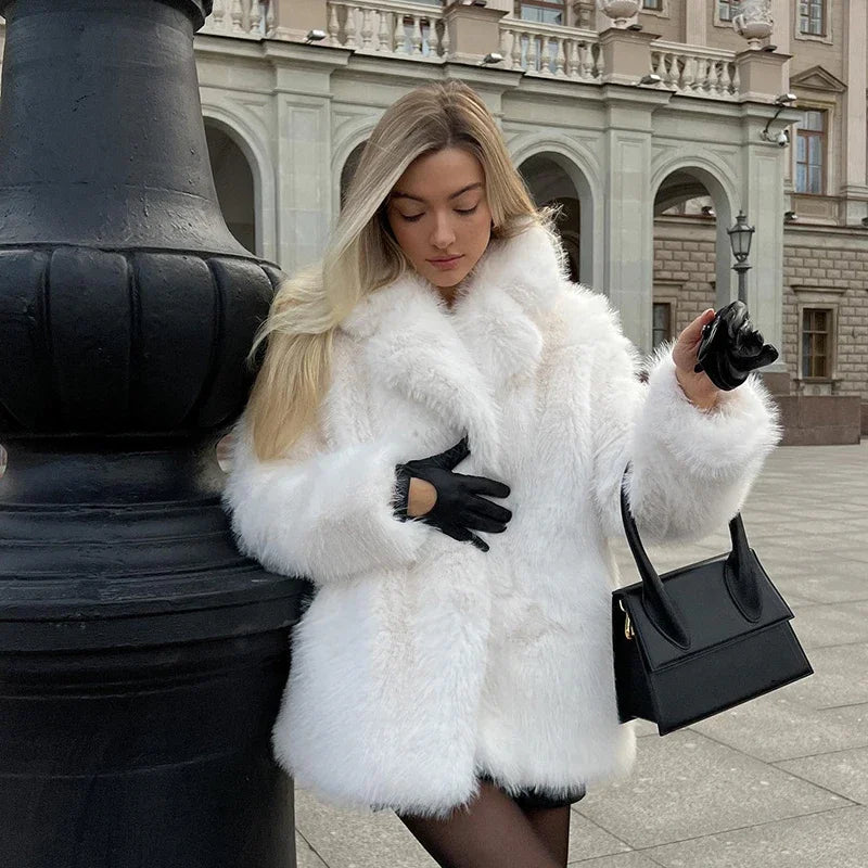 Luxury Fluffy Faux Fur Winter Coat