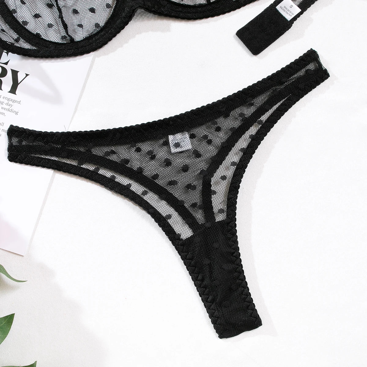 Polka Dot Sheer Bra & Thong Set