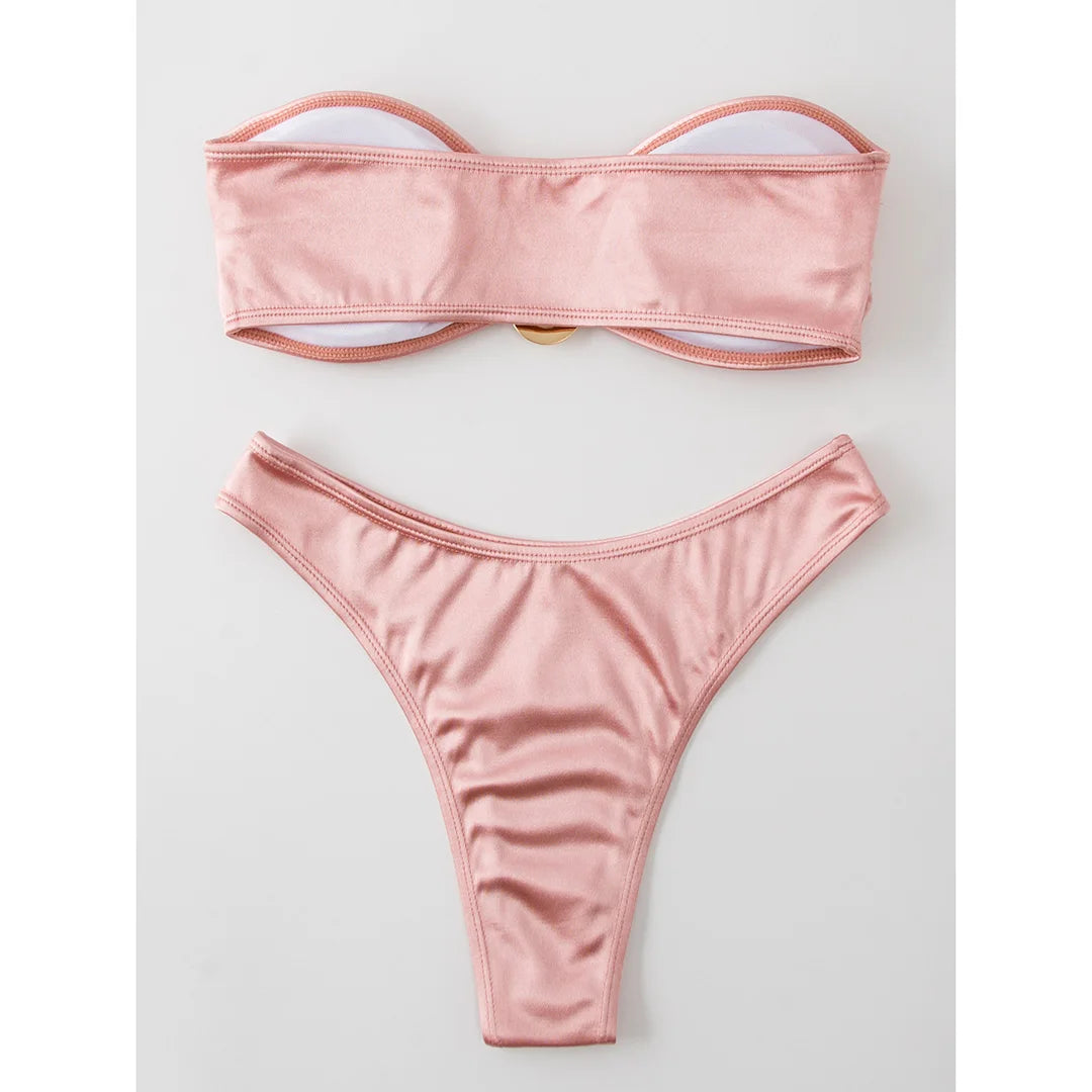 Chic Allure: New Strapless Bandeau Bikini Set 2023