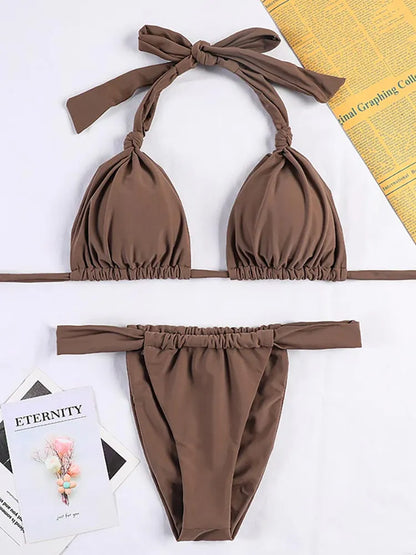 Chic Harmony: Solid Color Three-Piece Bikini Set 2023