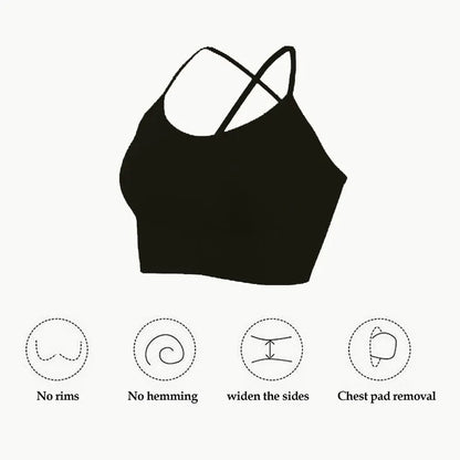 Cross Strap Push-Up Sports Bra - Stylish Support for Yoga and Gym