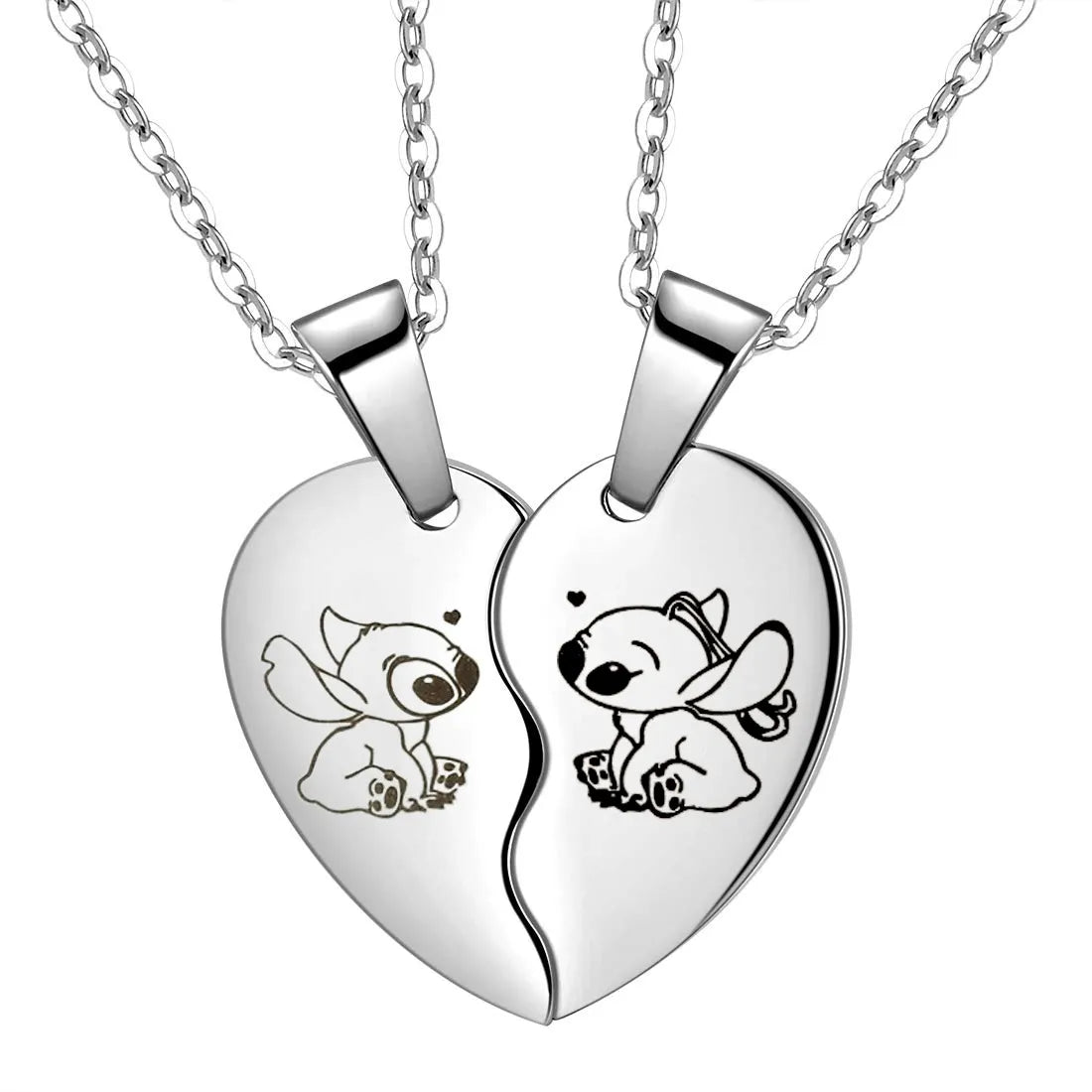 Lilo & Stitch Love: Stainless Steel Stitch Heart Pendant Necklace