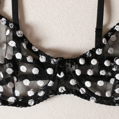 Spicy White Polka Dot Lingerie Set