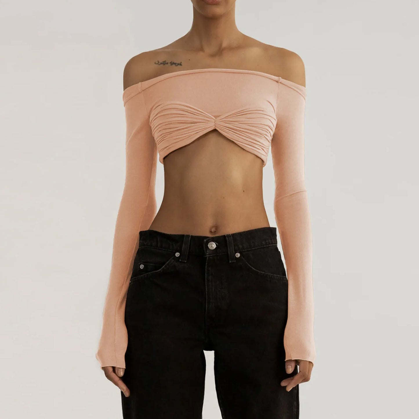 Mozision Mesh Elegance Crop Top - Stylish Short Knit Pullover