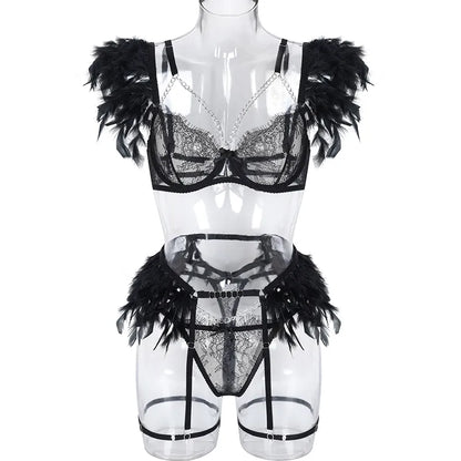 MUZISKAT Feathered Luxury Lingerie Set