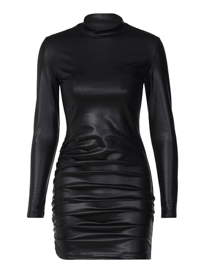 Chic Faux Leather Bodycon Mini Dress