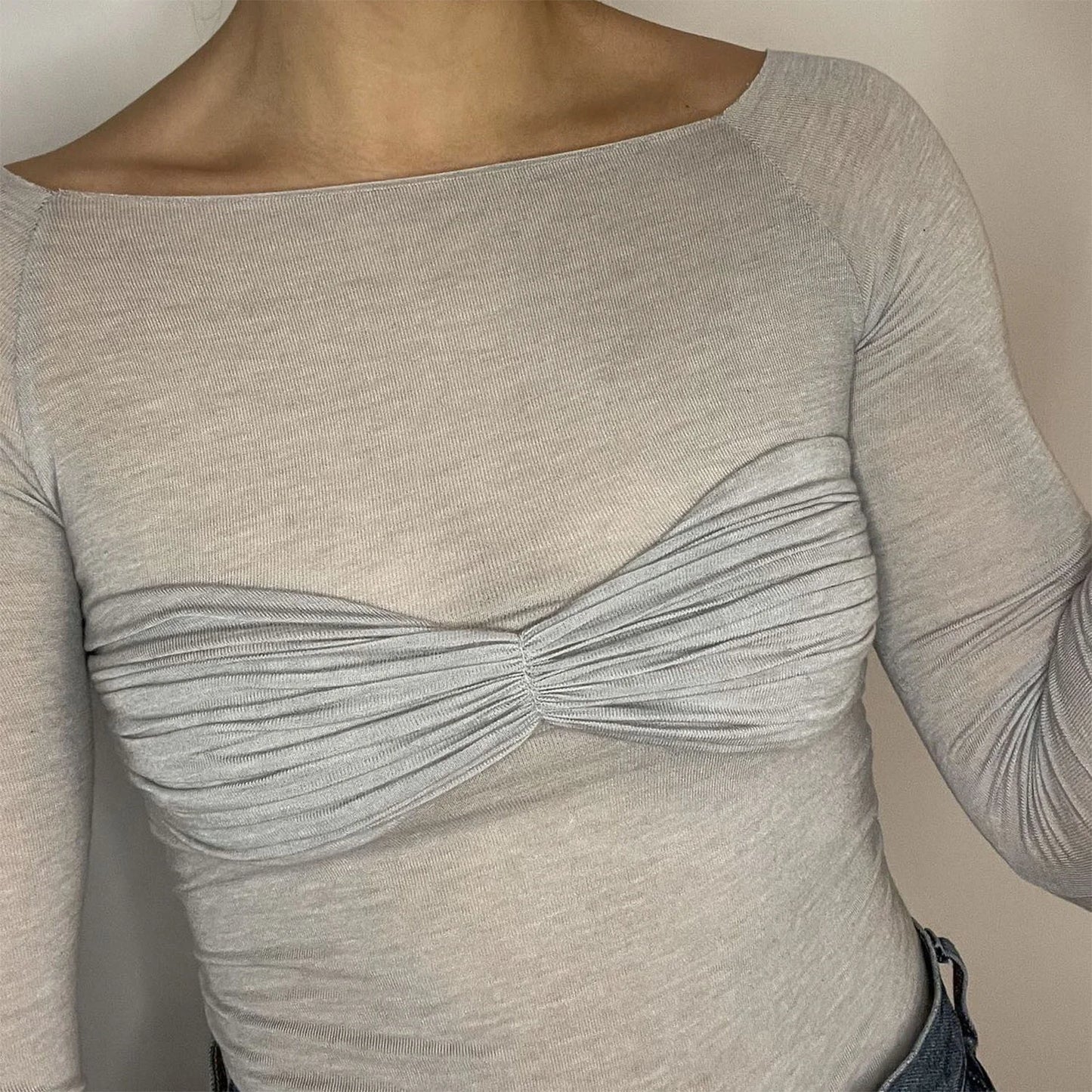 Mozision Mesh Elegance Crop Top - Stylish Short Knit Pullover