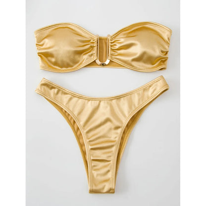 Chic Allure: New Strapless Bandeau Bikini Set 2023