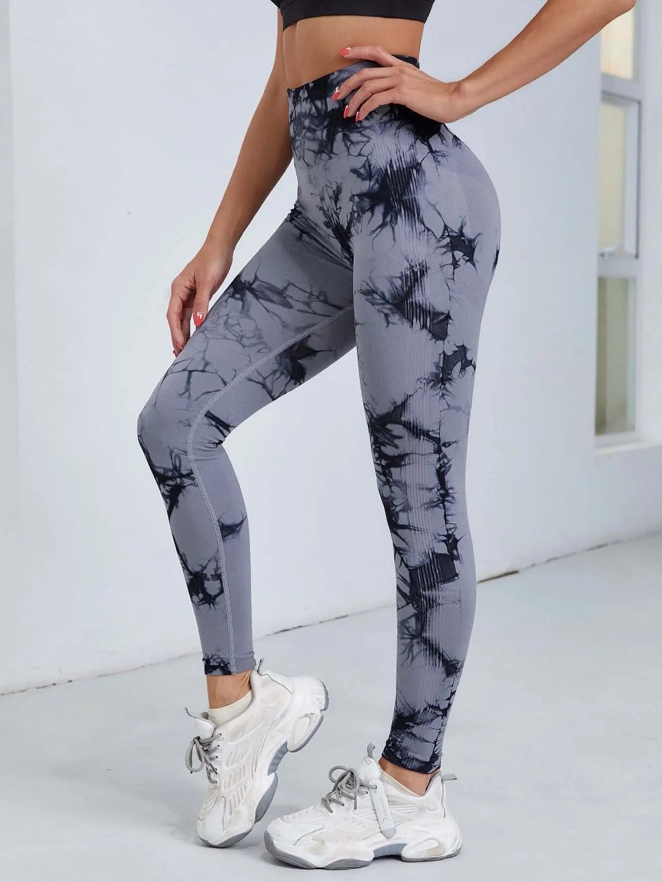 Seamless Tie Dye Yoga Leggings - High Waist Push-Up Performance Wear