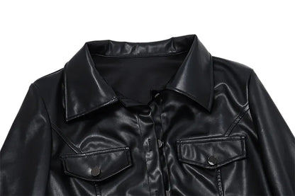 Xeemilo Y2K Faux Leather Short Jacket