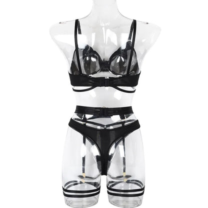 Mesh Patchwork Bra Set