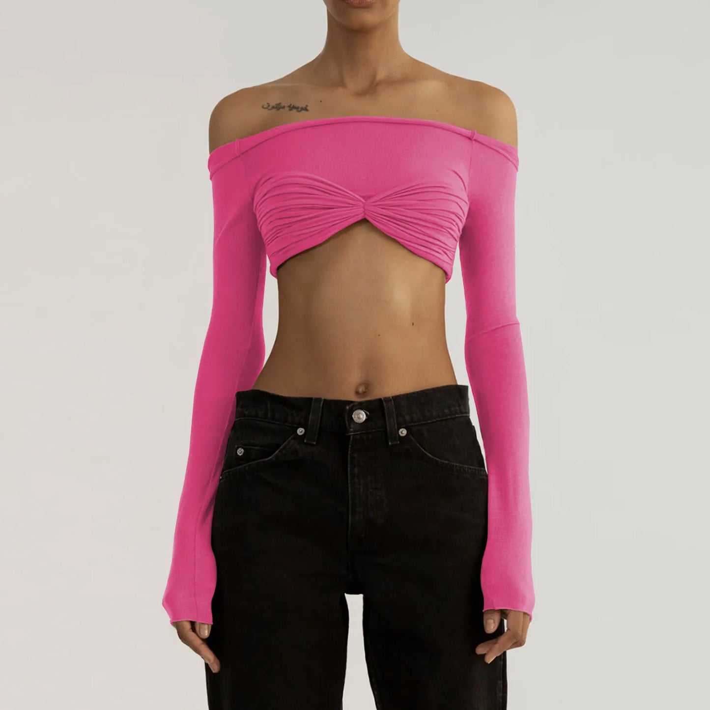 Mozision Mesh Elegance Crop Top - Stylish Short Knit Pullover