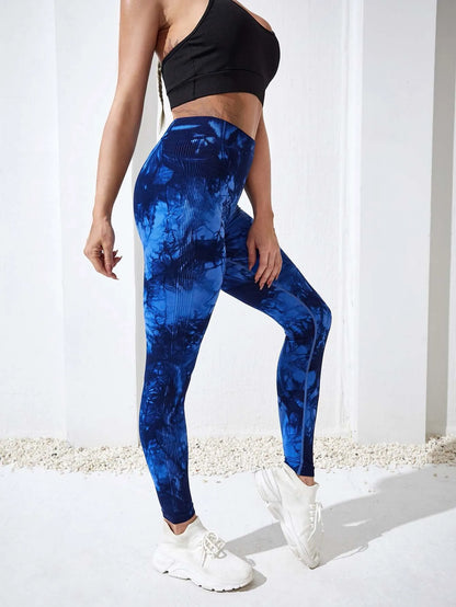 Seamless Tie Dye Yoga Leggings - High Waist Push-Up Performance Wear