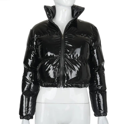 BUILDINGB Y2K Winter Glossy PU Jacket