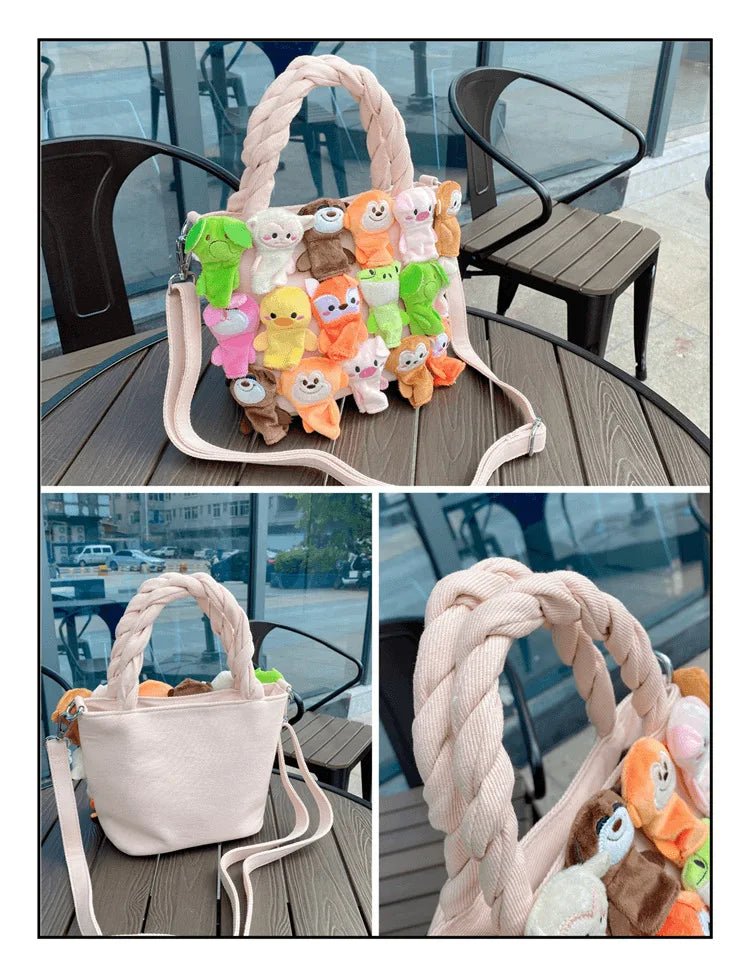 Denim Doll Delight Handbag - Fashionable Bucket Shoulder Bag