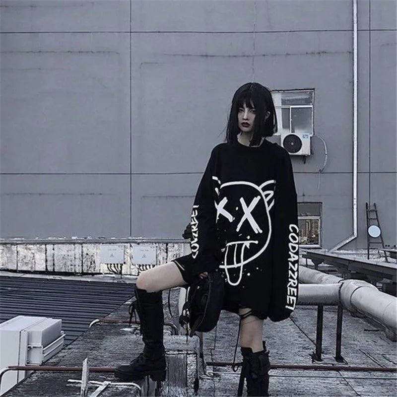 Harajuku Alt Emo Oversized Long Sleeve Tee