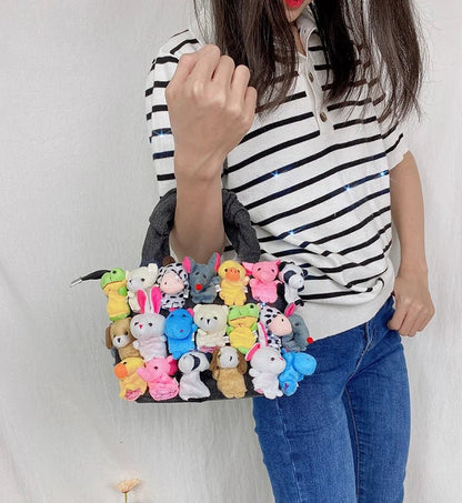 Denim Doll Delight Handbag - Fashionable Bucket Shoulder Bag