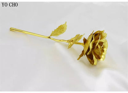 Eternal Galaxy Rose: 24K Gold Foil Artificial Flower for Valentine's Day and Wedding Decor