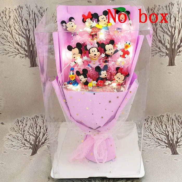 Magical Disney Figure Bouquet: Lilo, Stitch, Doraemon, Chi-bi Maruko Cartoon Characters with Soap Flowers