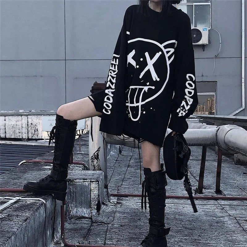 Harajuku Alt Emo Oversized Long Sleeve Tee