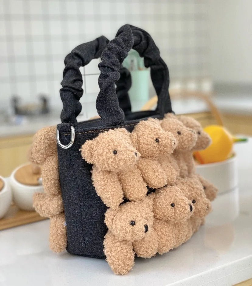 Denim Doll Delight Handbag - Fashionable Bucket Shoulder Bag