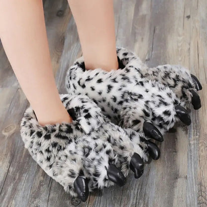 Leopard Claw Designer Plush Slippers - Chic and Cozy for Winter