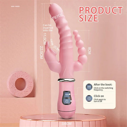 Versatile 3-in-1 Rechargeable Rabbit Vibrator