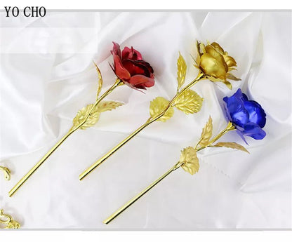 Eternal Galaxy Rose: 24K Gold Foil Artificial Flower for Valentine's Day and Wedding Decor