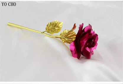 Eternal Galaxy Rose: 24K Gold Foil Artificial Flower for Valentine's Day and Wedding Decor