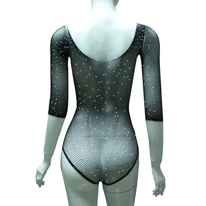 Rhinestone Perspective Bodysuit Set