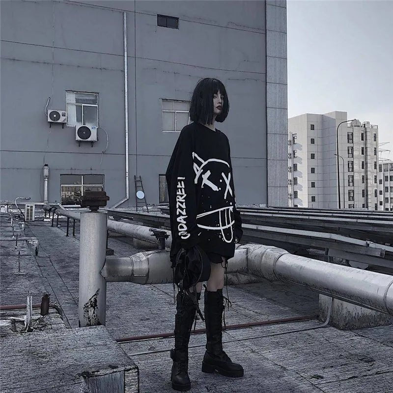 Harajuku Alt Emo Oversized Long Sleeve Tee