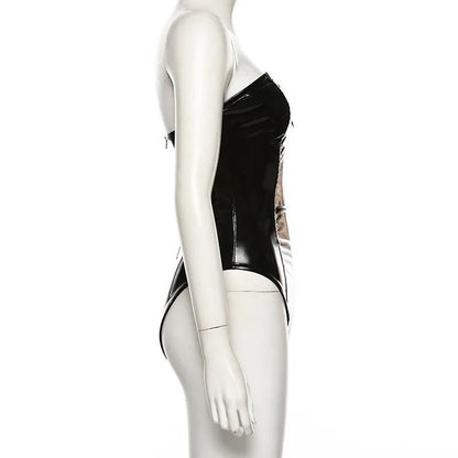 Yimunancy PU Leather Bodysuit