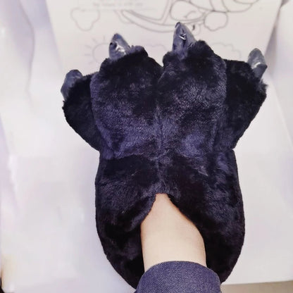 Leopard Claw Designer Plush Slippers - Chic and Cozy for Winter