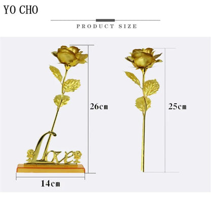 Eternal Galaxy Rose: 24K Gold Foil Artificial Flower for Valentine's Day and Wedding Decor