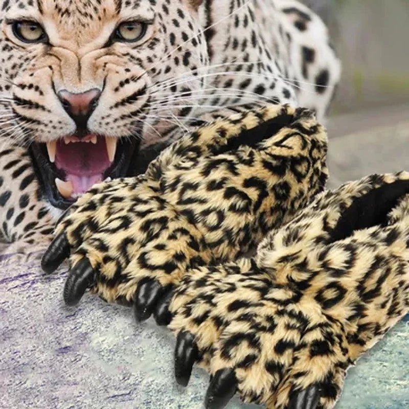 Leopard Claw Designer Plush Slippers - Chic and Cozy for Winter