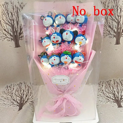 Magical Disney Figure Bouquet: Lilo, Stitch, Doraemon, Chi-bi Maruko Cartoon Characters with Soap Flowers