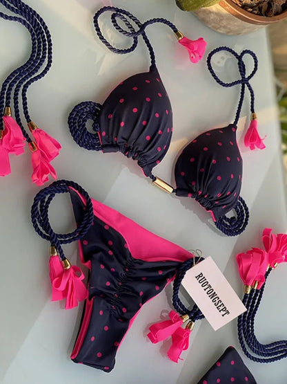 Sultry Elegance: 2023 Summer Micro Bikini Set with Push-Up Design