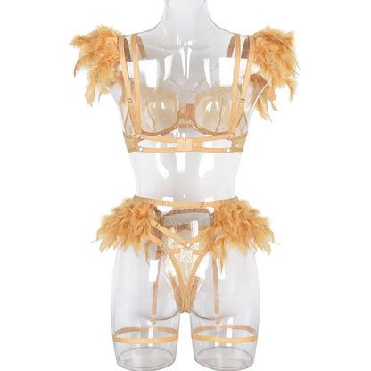 MUZISKAT Feathered Luxury Lingerie Set