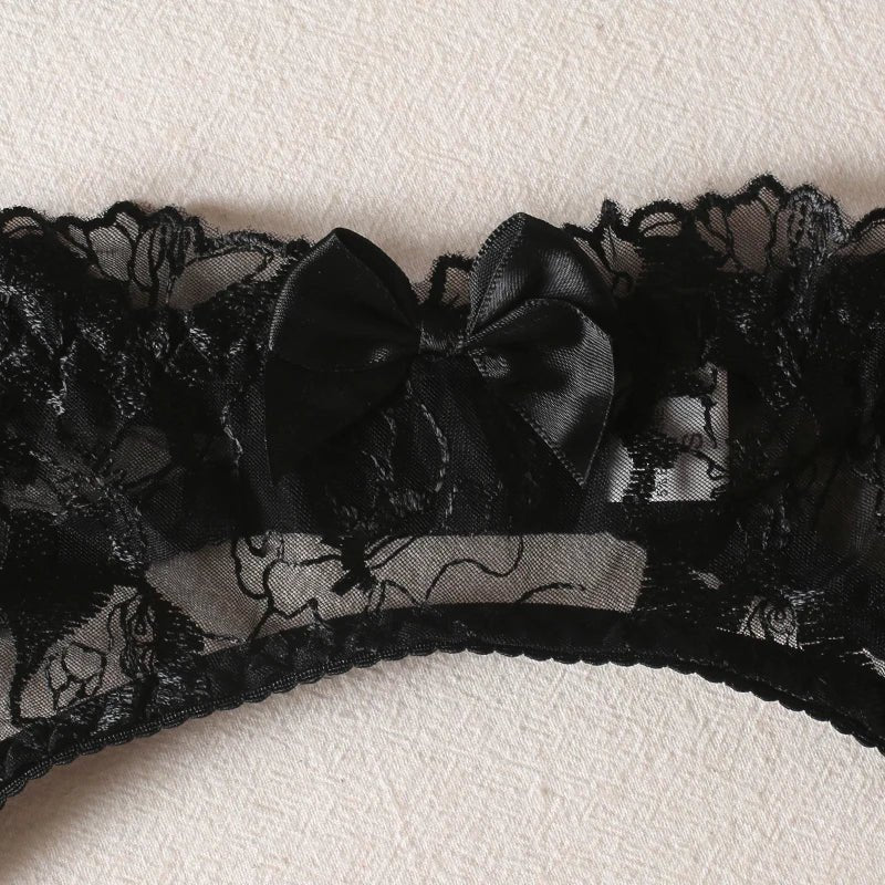 Embroidered Black Lingerie Set