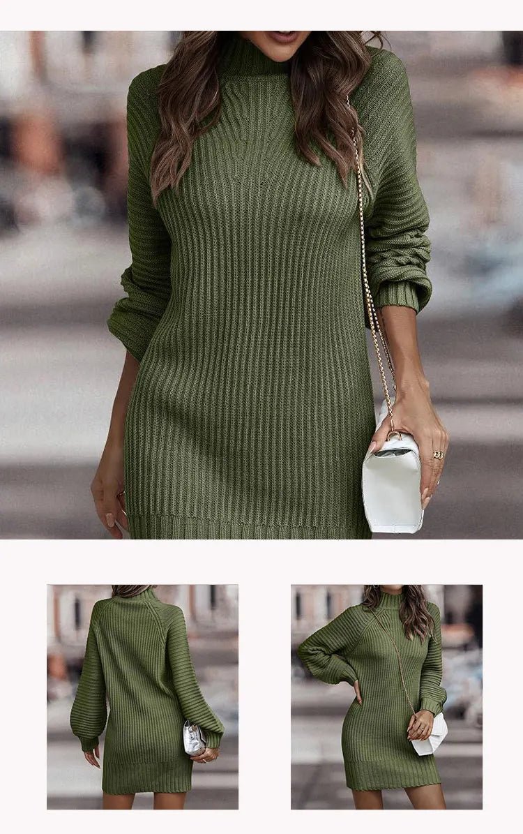 Chic Lantern Sleeve Knit Dress