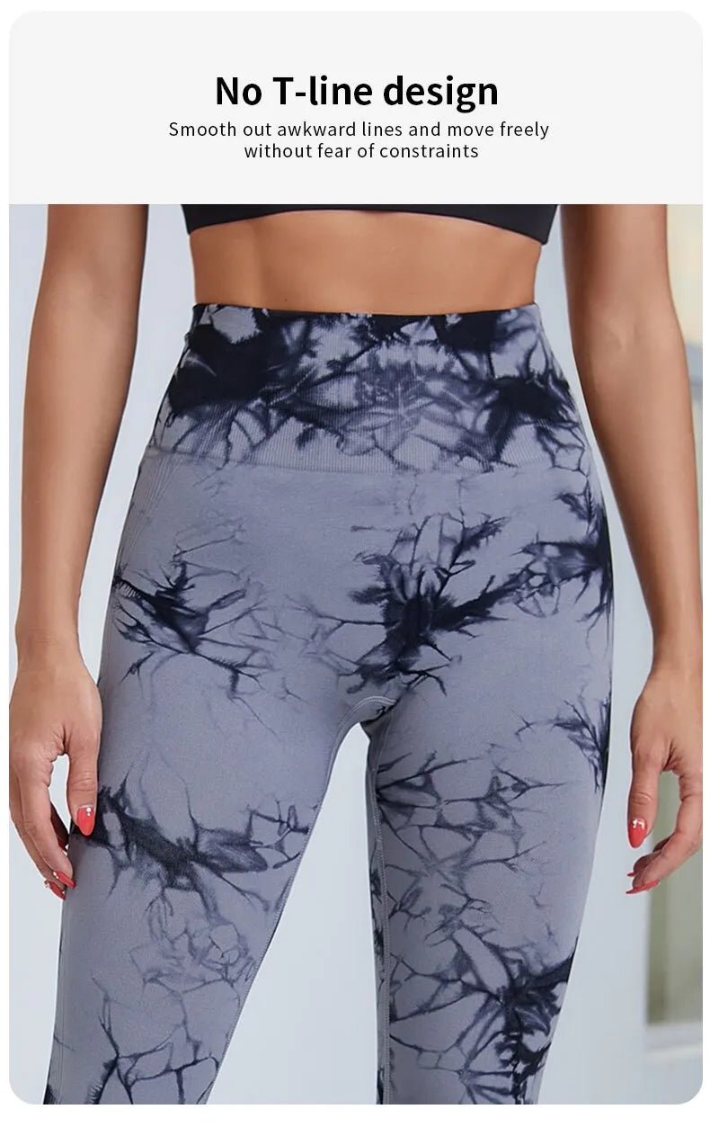 Seamless Tie Dye Yoga Leggings - High Waist Push-Up Performance Wear