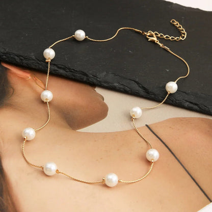 LATS Beads Kpop Pearl Choker: Elegant Gold Color Necklace for Girls