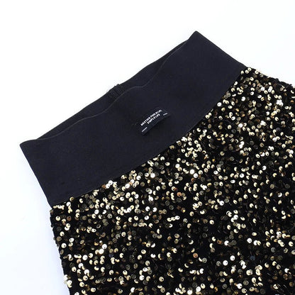 Sequined High Waist Mini Shorts