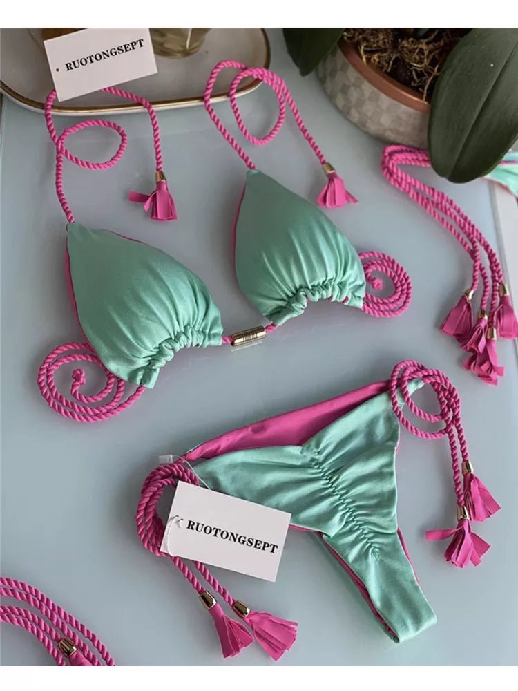 Sultry Elegance: 2023 Summer Micro Bikini Set with Push-Up Design