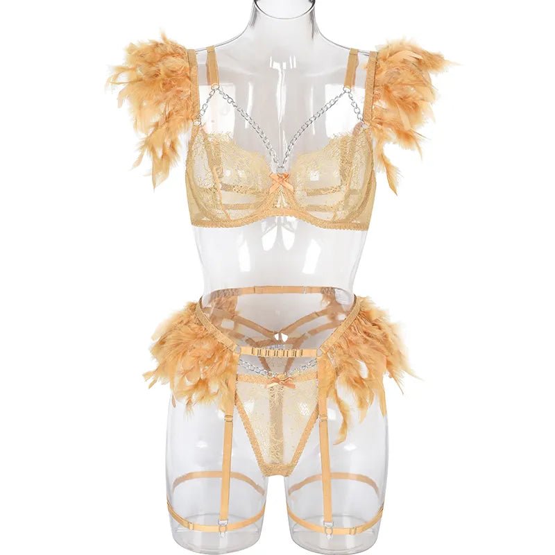 MUZISKAT Feathered Luxury Lingerie Set