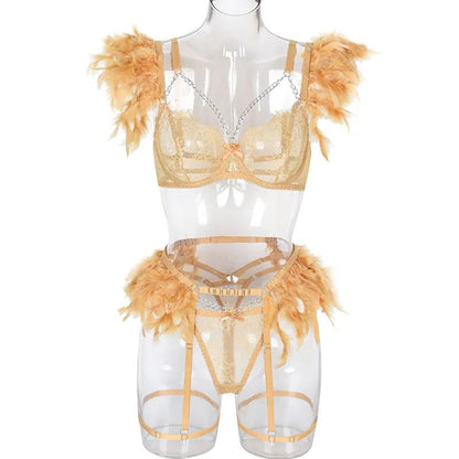 MUZISKAT Feathered Luxury Lingerie Set